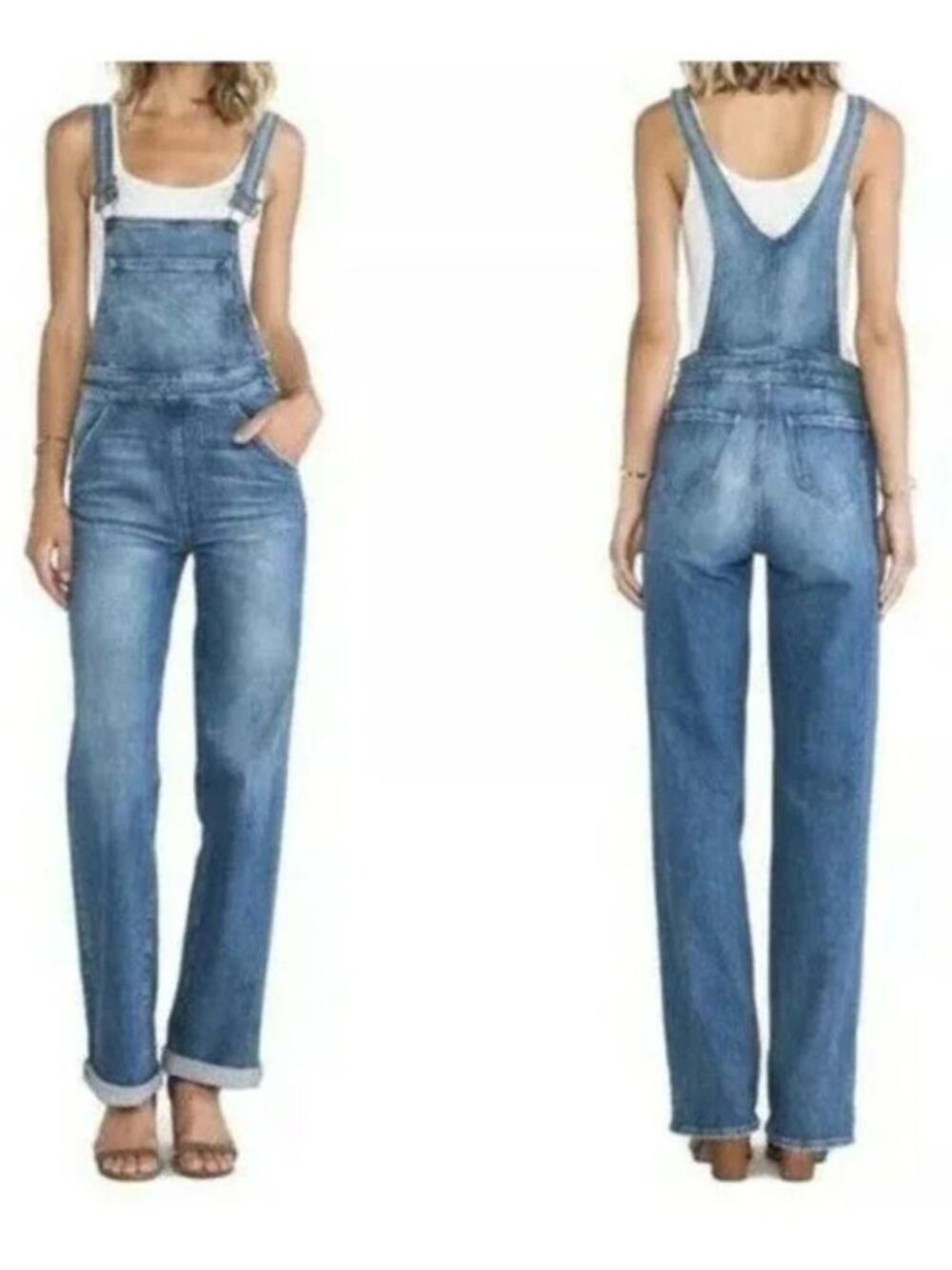 NWT Wildfox The Ladonna Blue Denim Overalls Straight Leg S